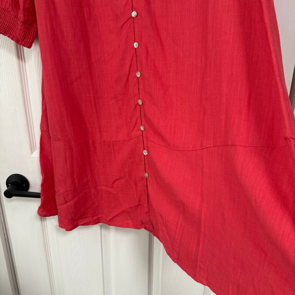 J.Jill Women's Coral Linen Blend Button Front Dress Size Large - Picture 4 of 14